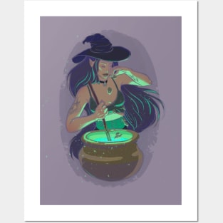 witch brewing a potion Posters and Art